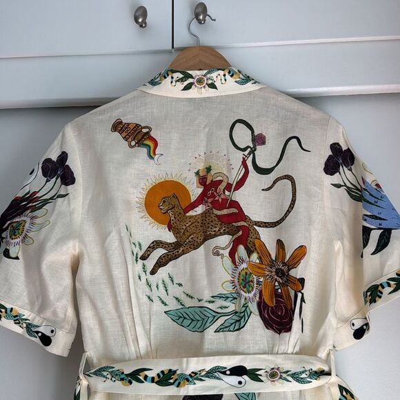 Alemais Meagan Printed Button Front Mini Dress AU 8 US 4 Linen Resortwear - Picture 12 of 13